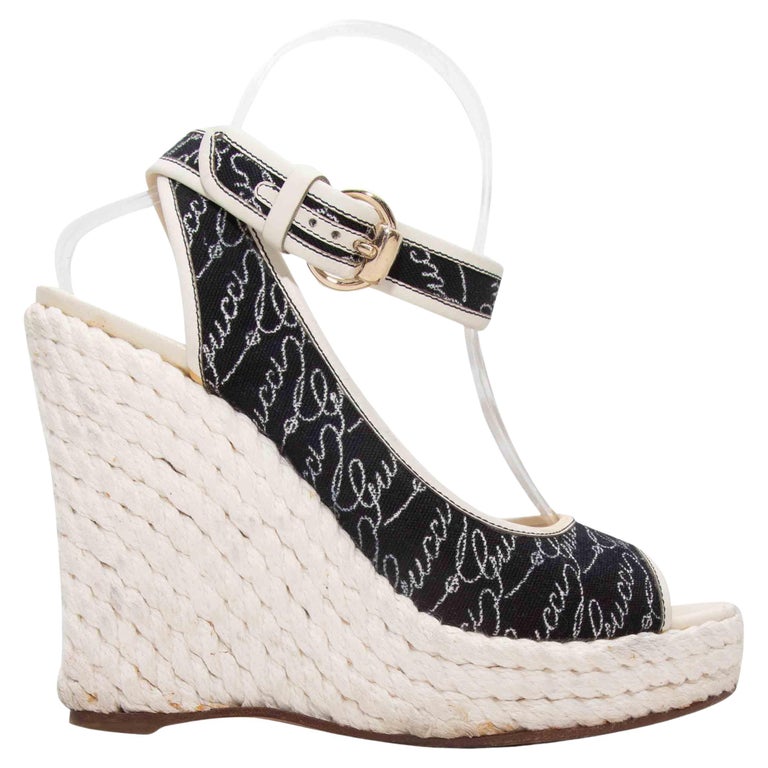 Sandali con zeppa in bianco e nero Gucci Spellout Taglia 39 in