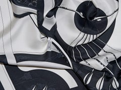 White & Black Hermes Archery Silk Scarf