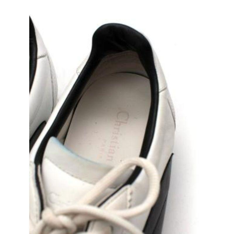 White & Black Leather Diorun Sneakers For Sale 4