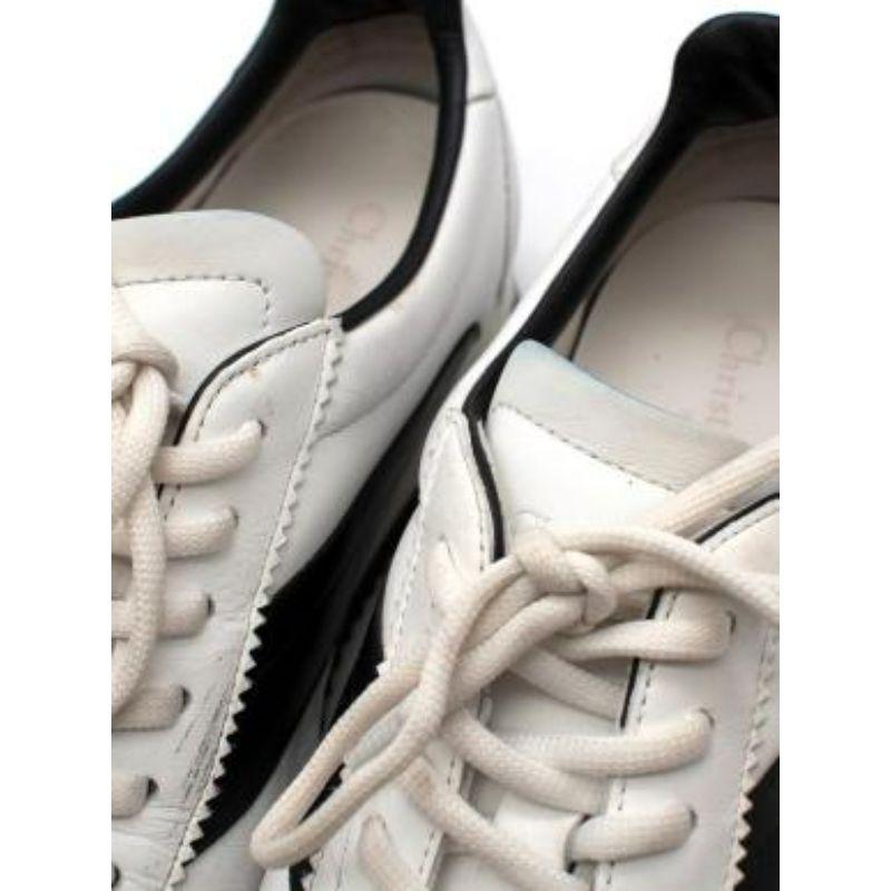 White & Black Leather Diorun Sneakers For Sale 5