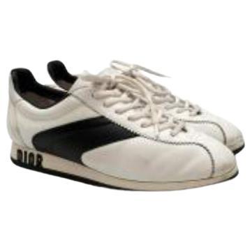 White & Black Leather Diorun Sneakers For Sale