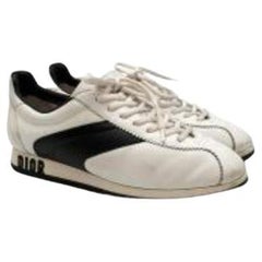 White & Black Leather Diorun Sneakers