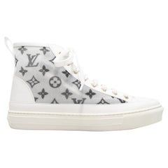 White & Black Louis Vuitton Monogram High-Top Sneakers Size 38