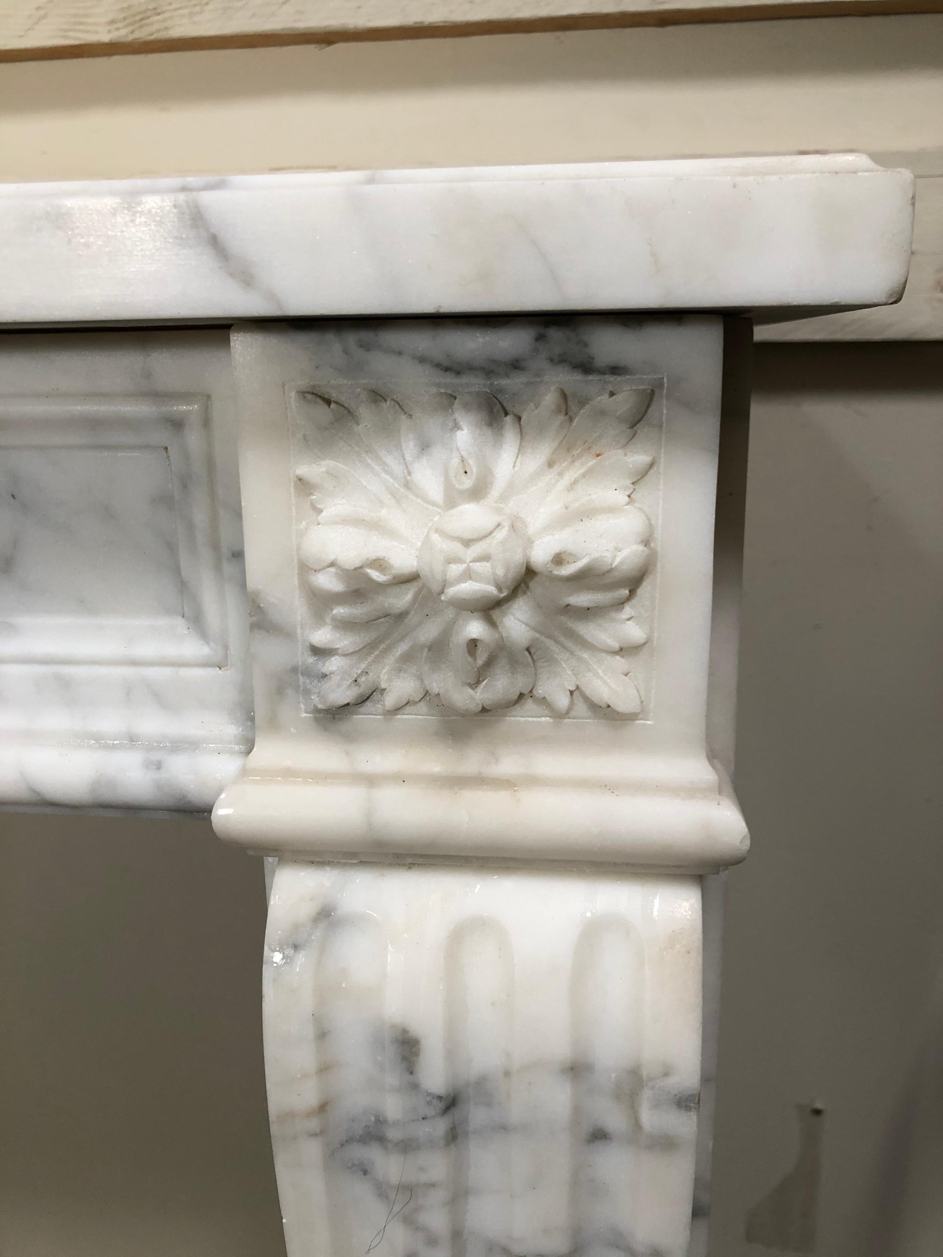 This marble fireplace origins from France, circa 1870.

Firebox: W 36