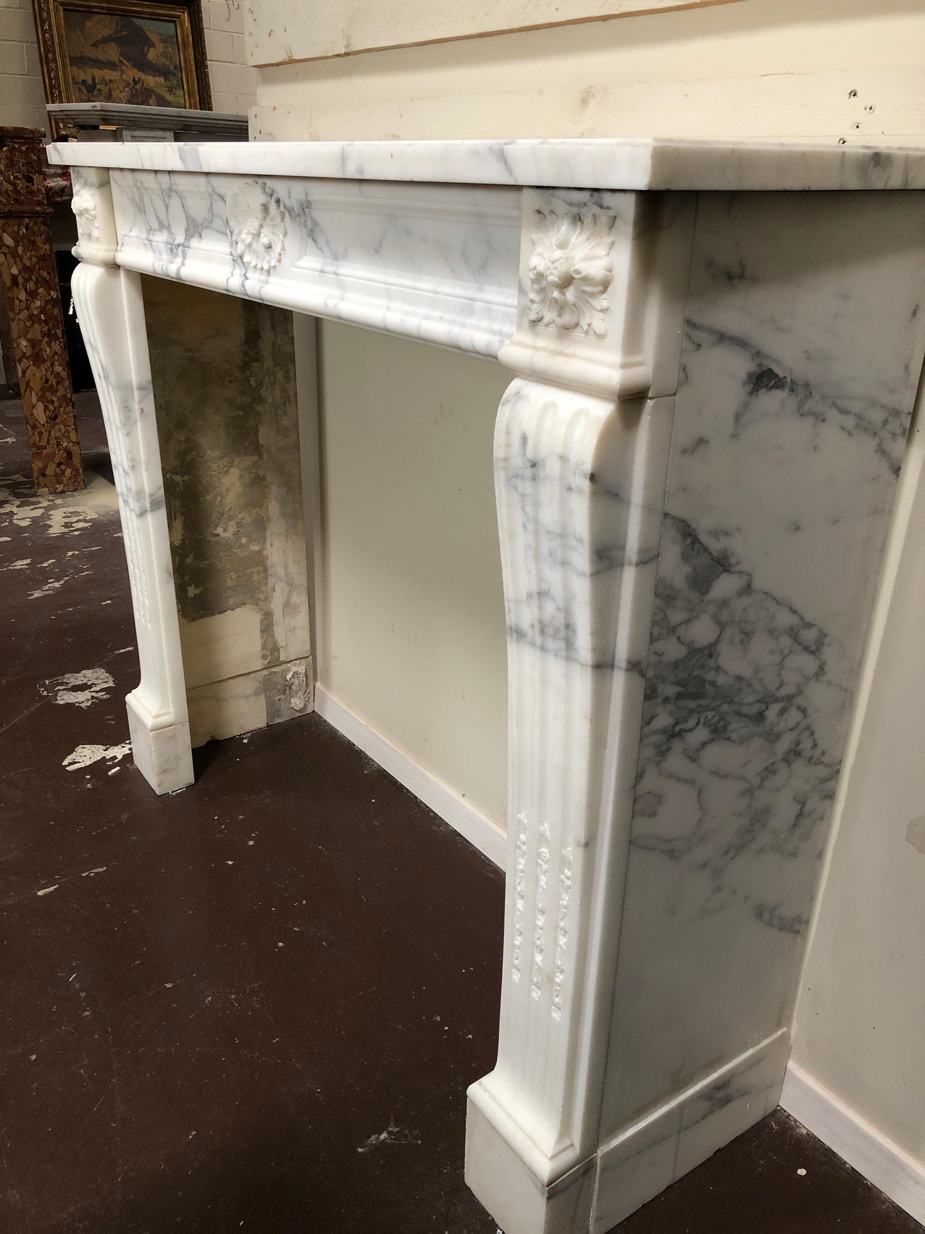 European White and Black Marble Fireplace