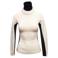 Maglione dolcevita a blocchi di colore bianco e nero di Moncler taglia XS US