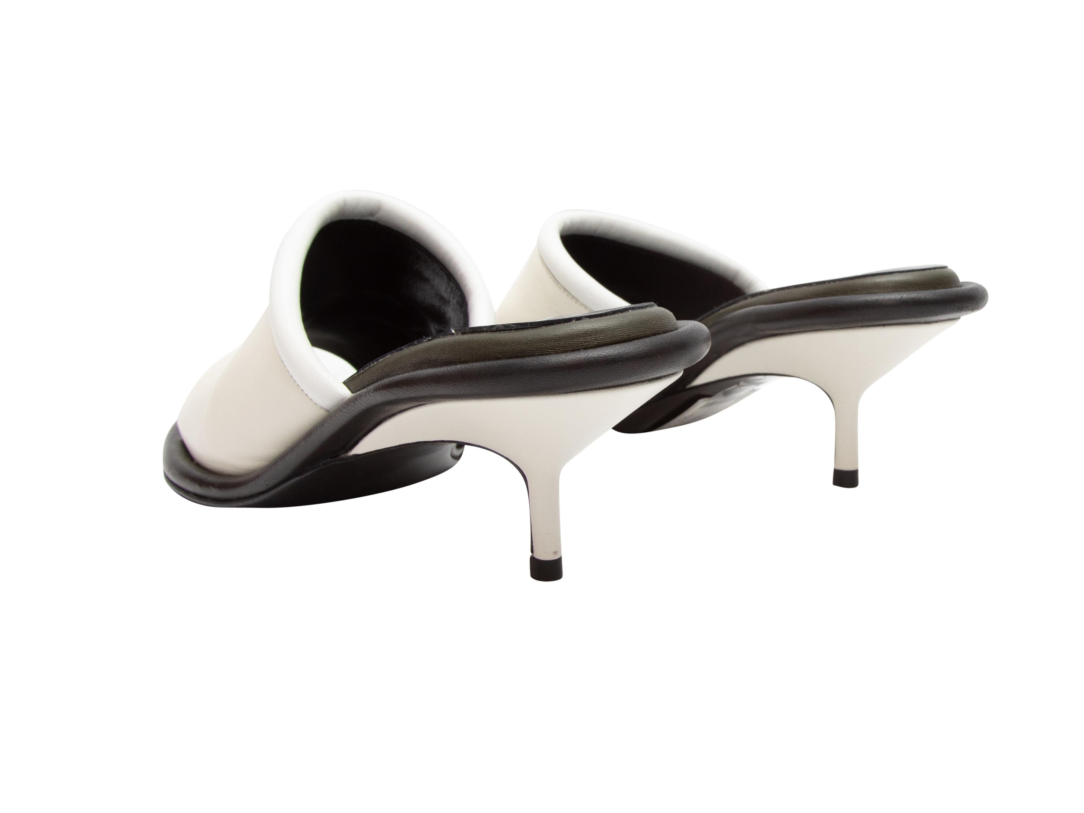 White & Black Pierre Hardy Leather Kitten Heel Sandals 1