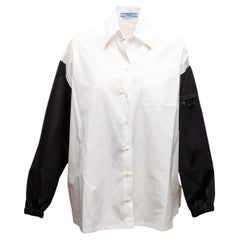 White & Black Prada Color Block Cotton Button-Up Top Size IT 36