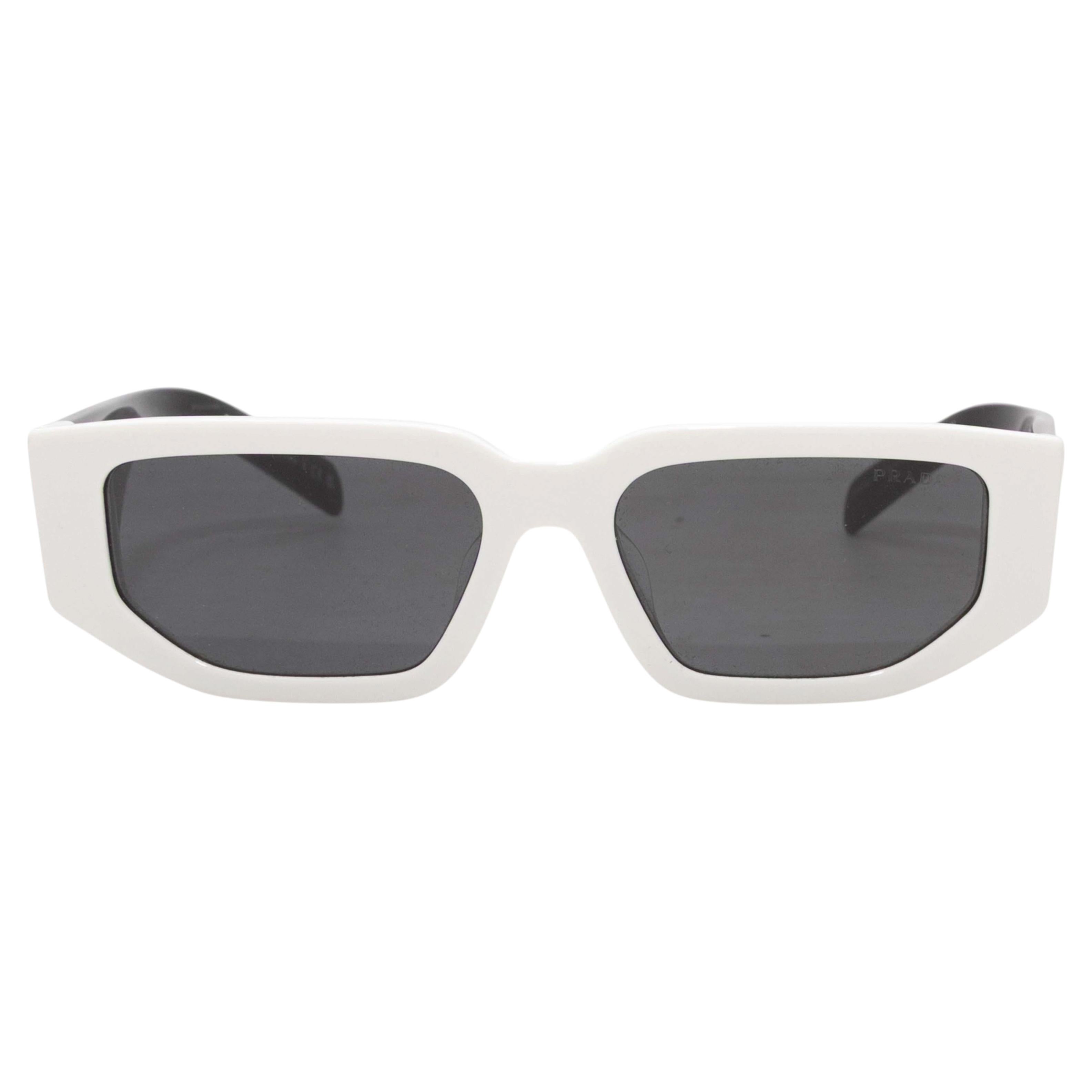 White & Black Prada Color Block Rectangular Sunglasses For Sale