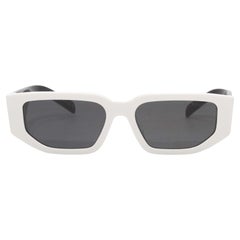 White & Black Prada Color Block Rectangular Sunglasses