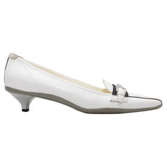 White & Black Prada Sport Square-Toe Kitten Heels Size 37