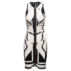 White & Black Roberto Cavalli Geometric Print Dress Size IT 40