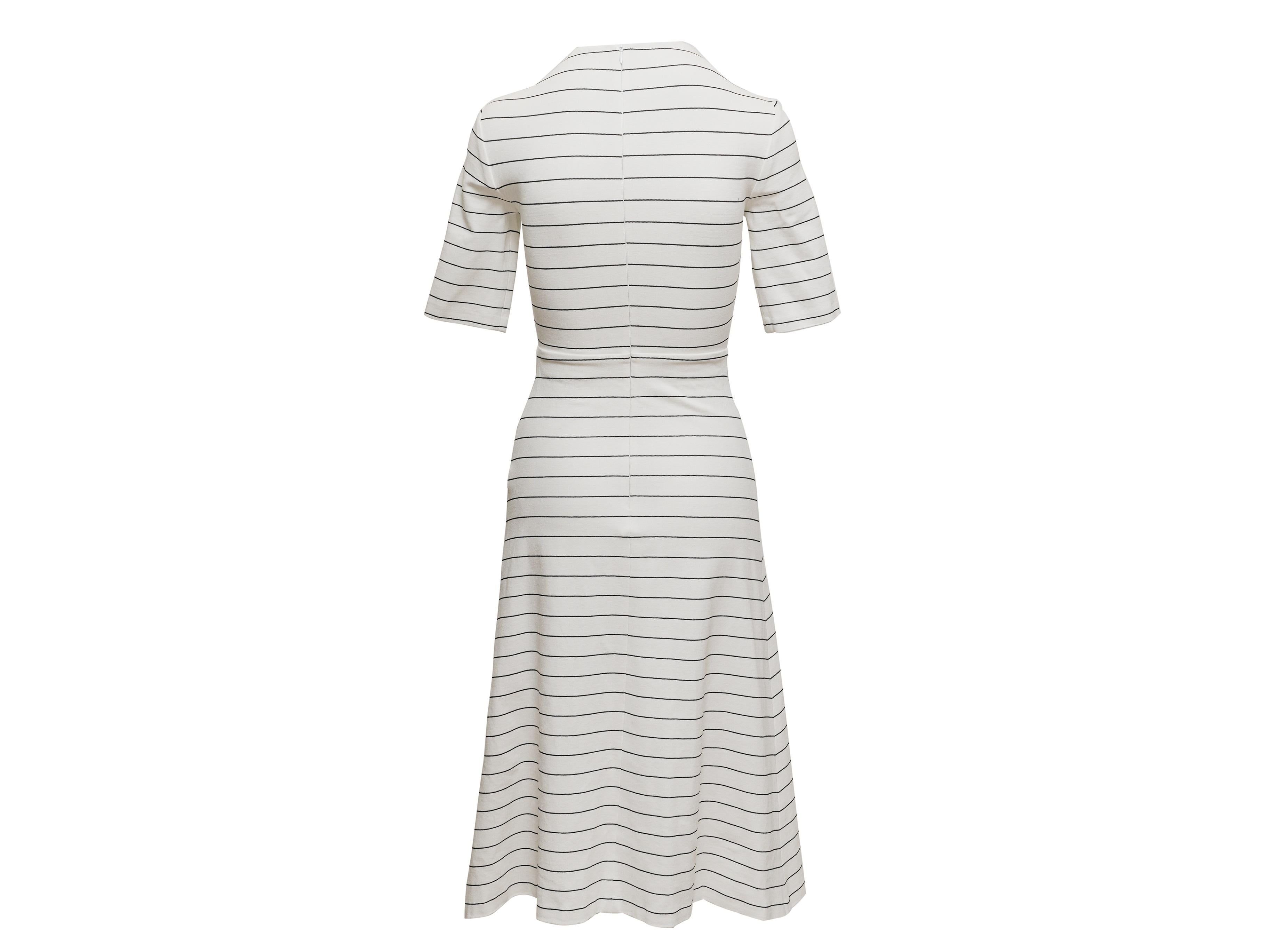 Gray White & Black Rosetta Getty Striped Dress Size US S For Sale