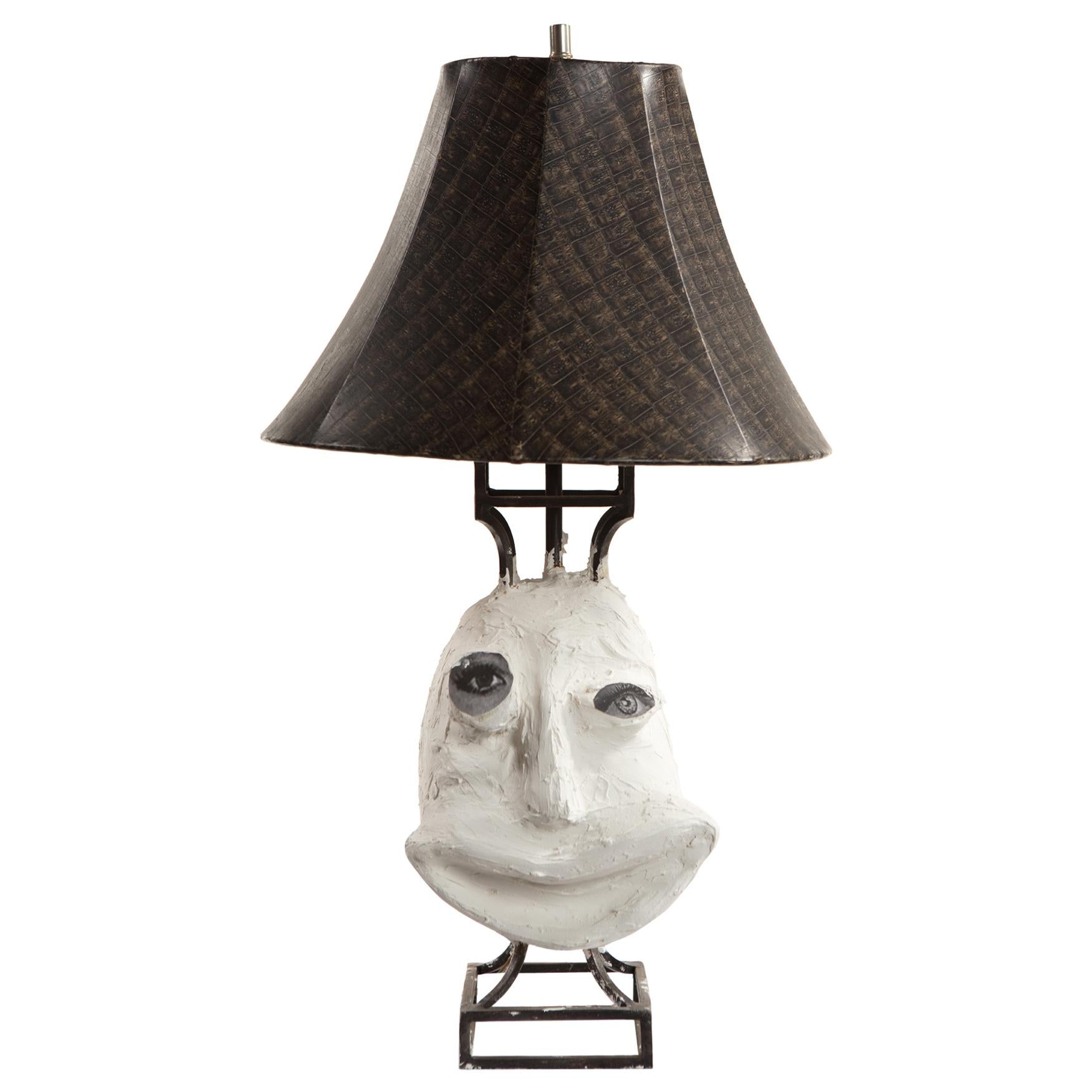 Lampada da tavolo scultorea in gesso bianco e nero, 21° secolo di Mattia Biagi