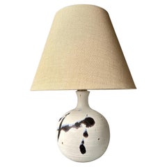White Black Splash Danish Modern Ceramic Lamp by Karsten Nielsen, 1980s