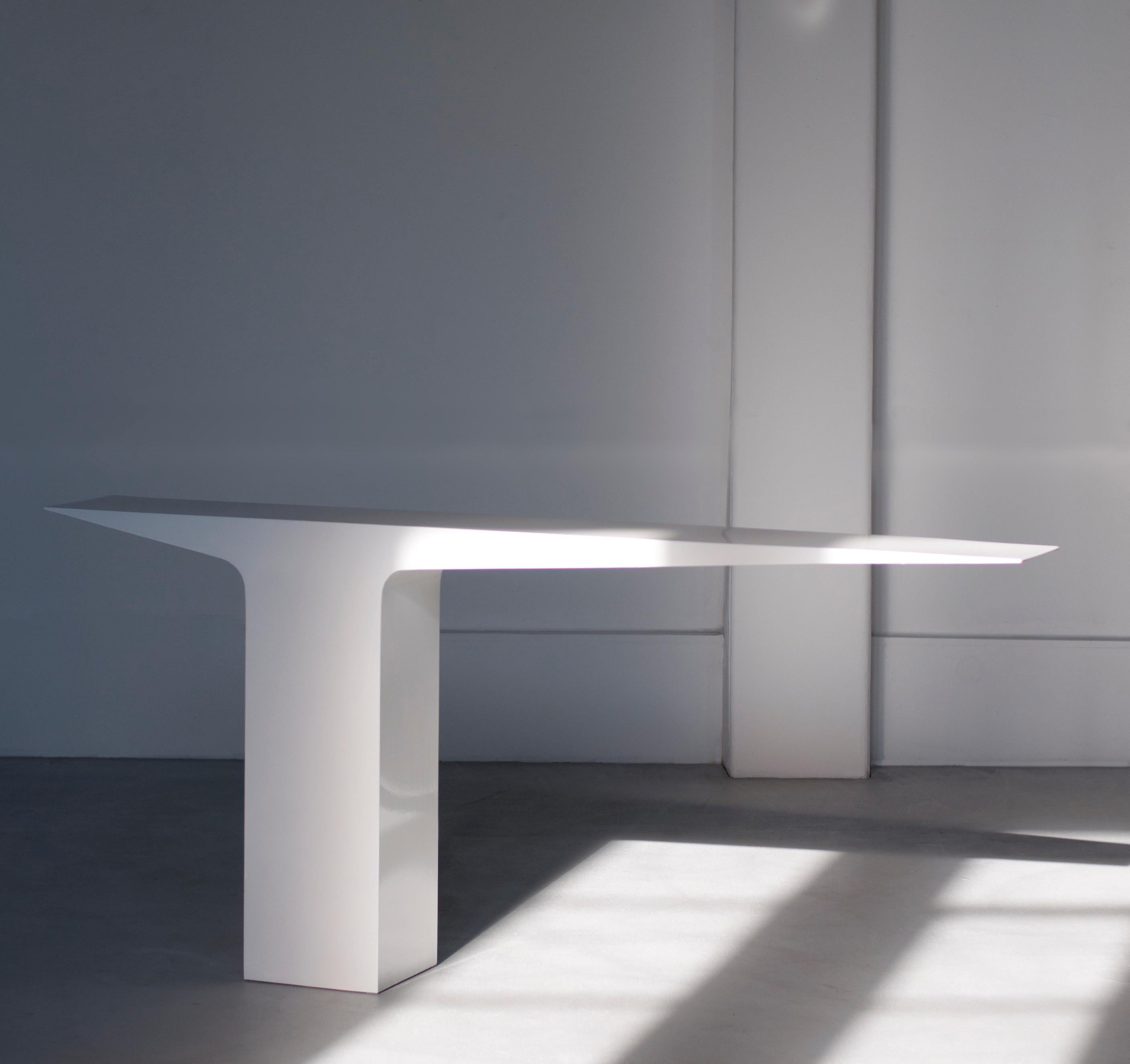 Belgian White Blade Console by Pol Quadens For Sale
