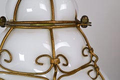 White Blown Glass Midcentury Bubble Pendant