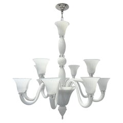 White Blown Glass Murano Chandelier