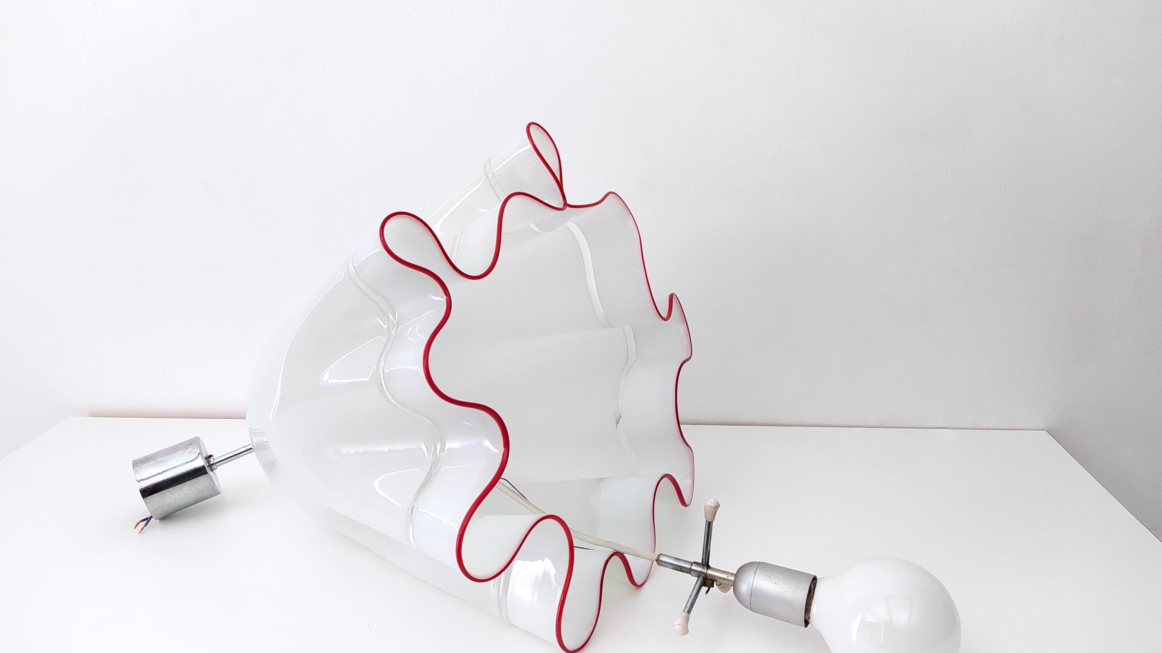 Postmodern White Blown Glass Pendant Mod. Zenda by Luciano Vistosi, Italy For Sale 3