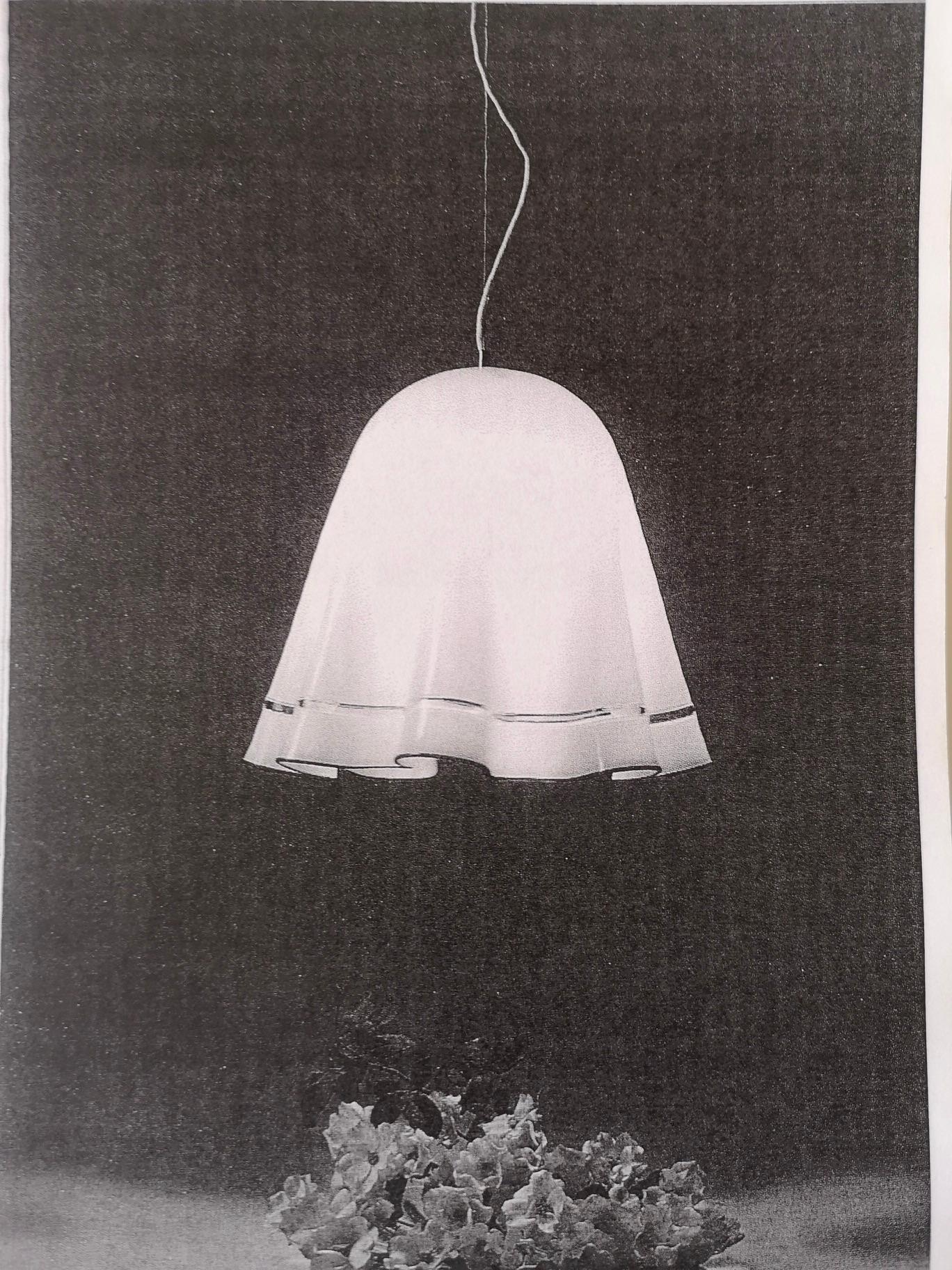 Postmodern White Blown Glass Pendant Mod. Zenda by Luciano Vistosi, Italy For Sale 8