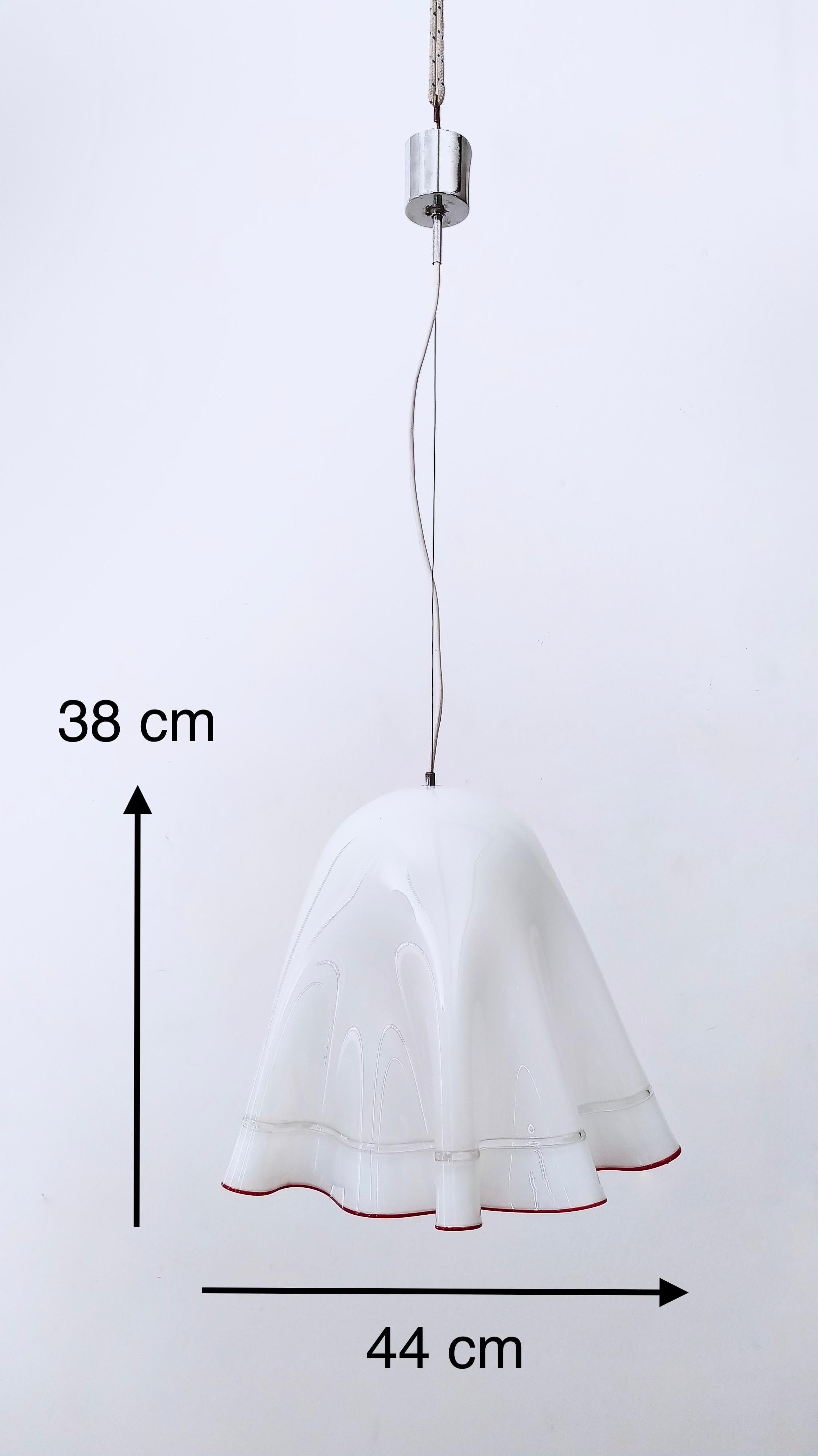 Postmodern White Blown Glass Pendant Mod. Zenda by Luciano Vistosi, Italy For Sale 9