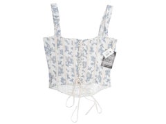 White & Blue Brock Collection Floral Jacquard Bustier Top & Skirt Set Size US 2