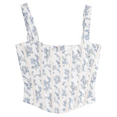 White & Blue Brock Collection Floral Jacquard Bustier Top & Skirt Set Size US 2
