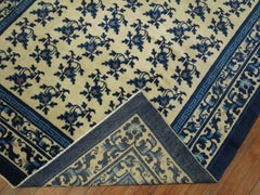 White Blue Chinese Rug