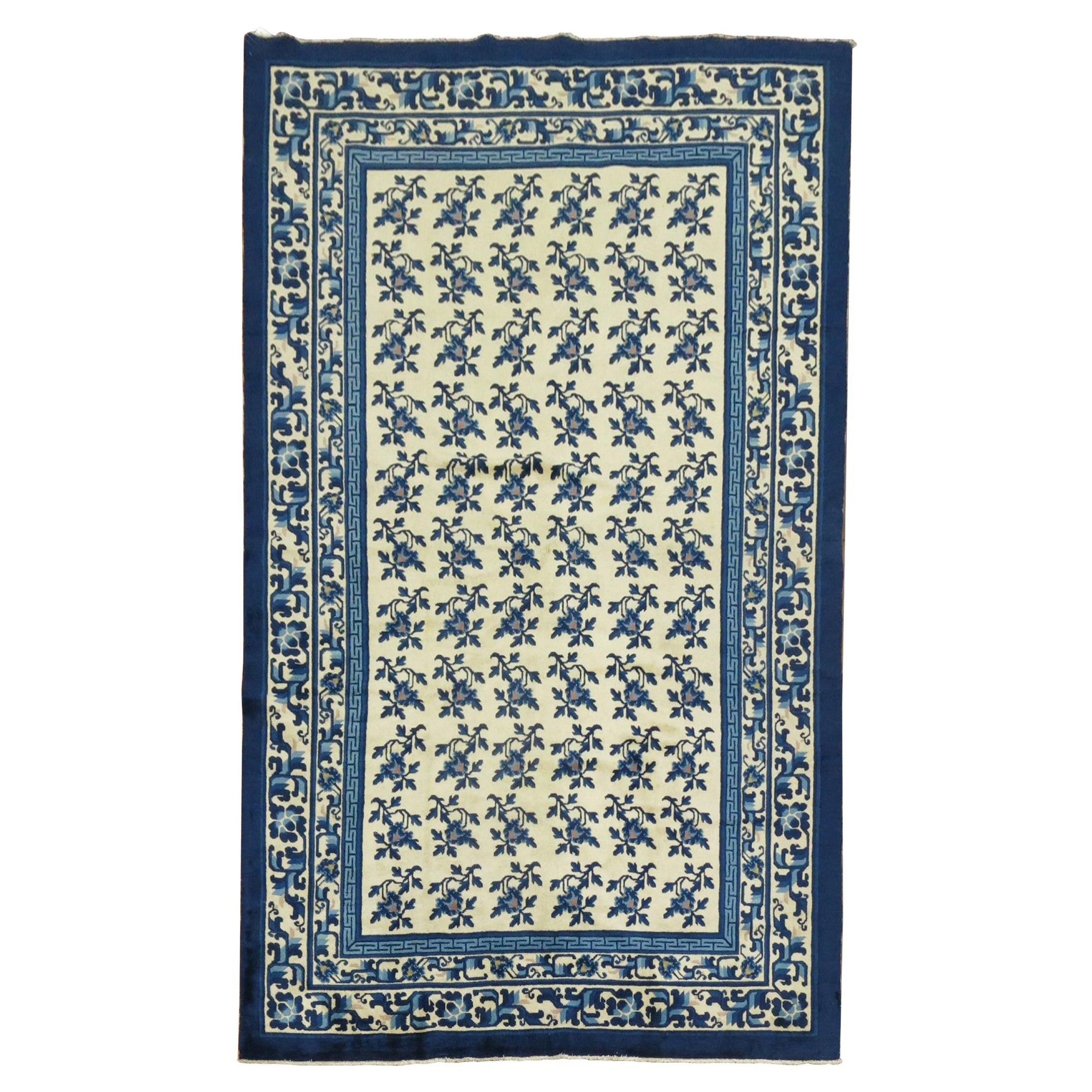 White Blue Chinese Rug For Sale