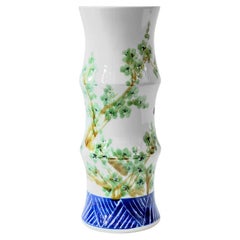 White & Blue Curved Handmade Porcelain Vase