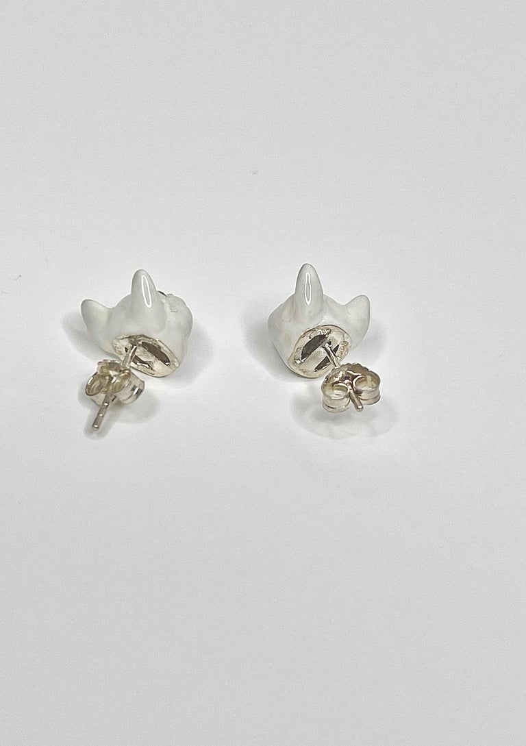 Belons Orecchini a perno in argento Sterling 925, per ragazze, a forma di gatto piccolo, in argento Sterling