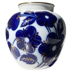 Vintage Large Lomonosov 22K Gold, Cobalt Decor Porcelain Vase, USSR - 2 available