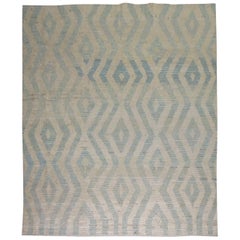 Tapis turc moderne Tulu blanc, bleu et gris