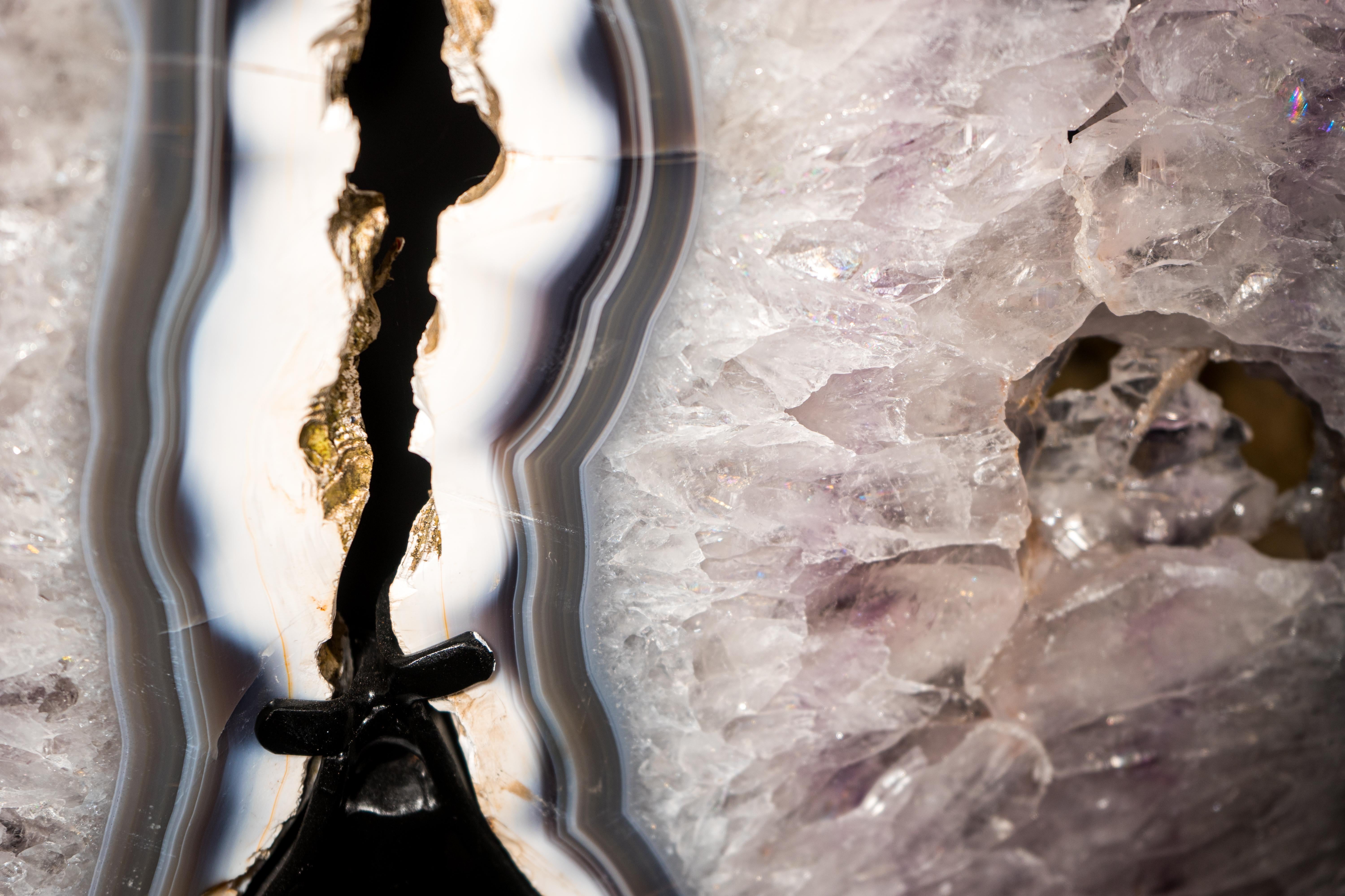 Geode con ali di farfalla in agata bianca e blu In condizioni Nuovo in vendita a Ametista Do Sul, BR