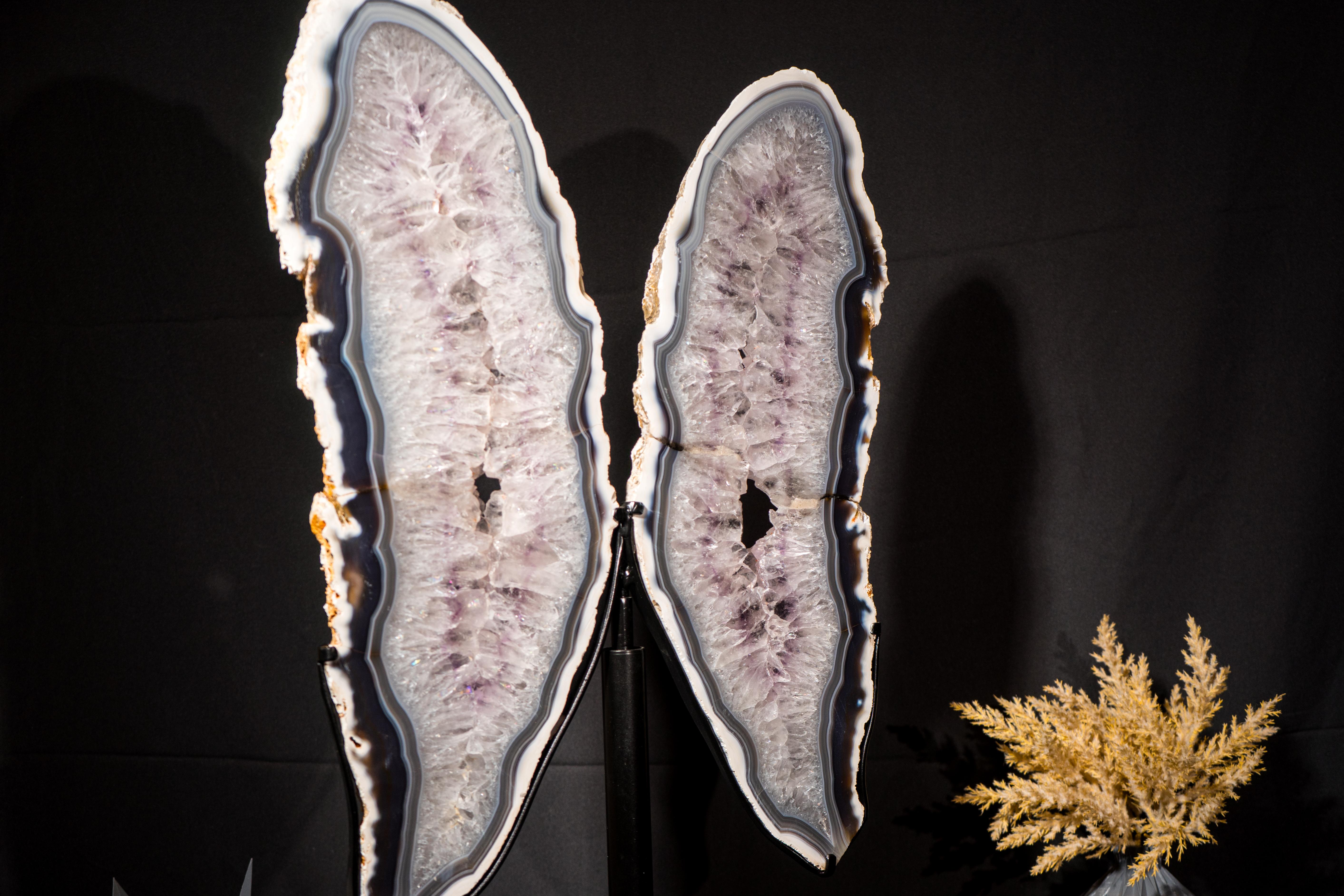 Geode con ali di farfalla in agata bianca e blu In condizioni Nuovo in vendita a Ametista Do Sul, BR