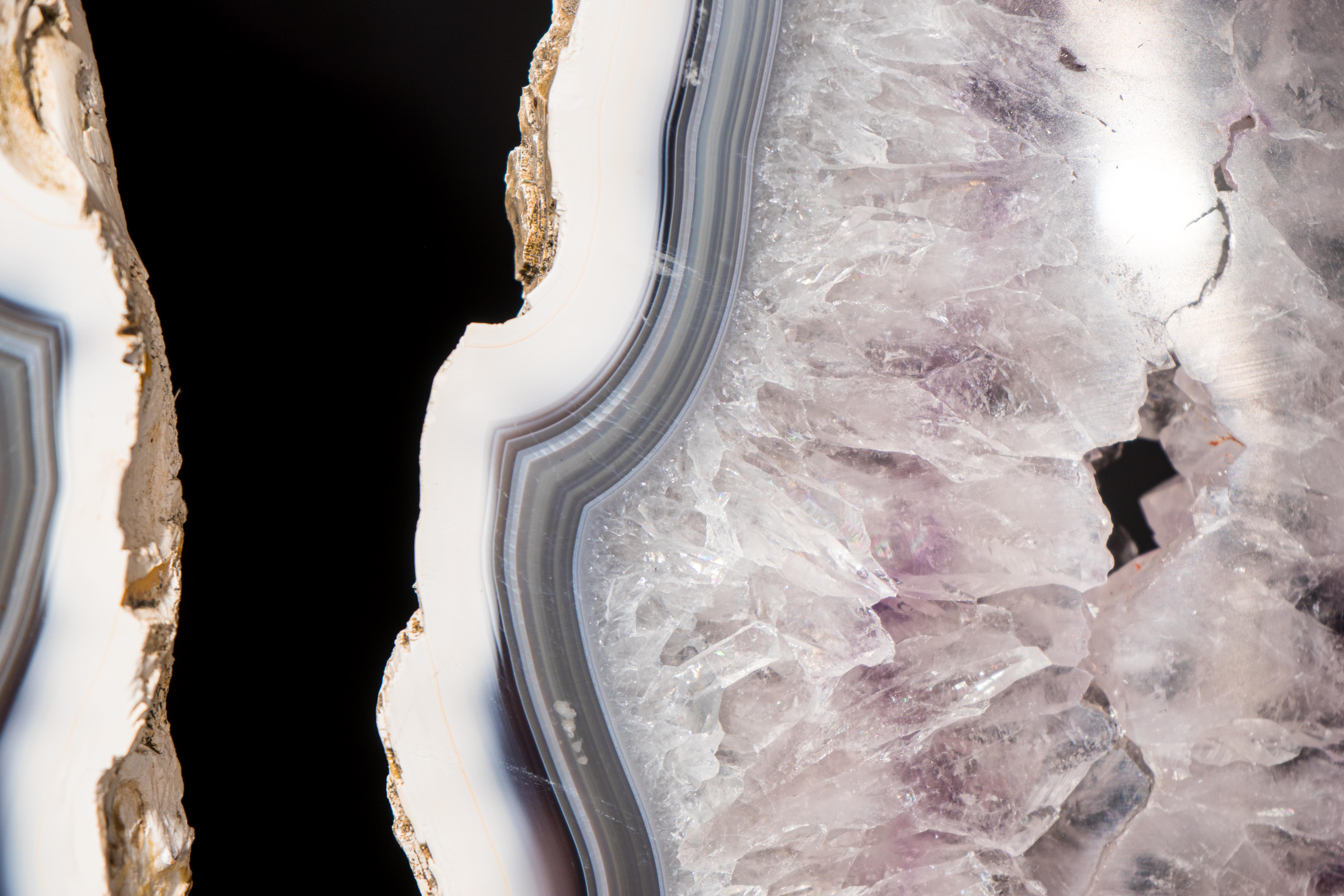 Geode con ali di farfalla in agata bianca e blu in vendita 1