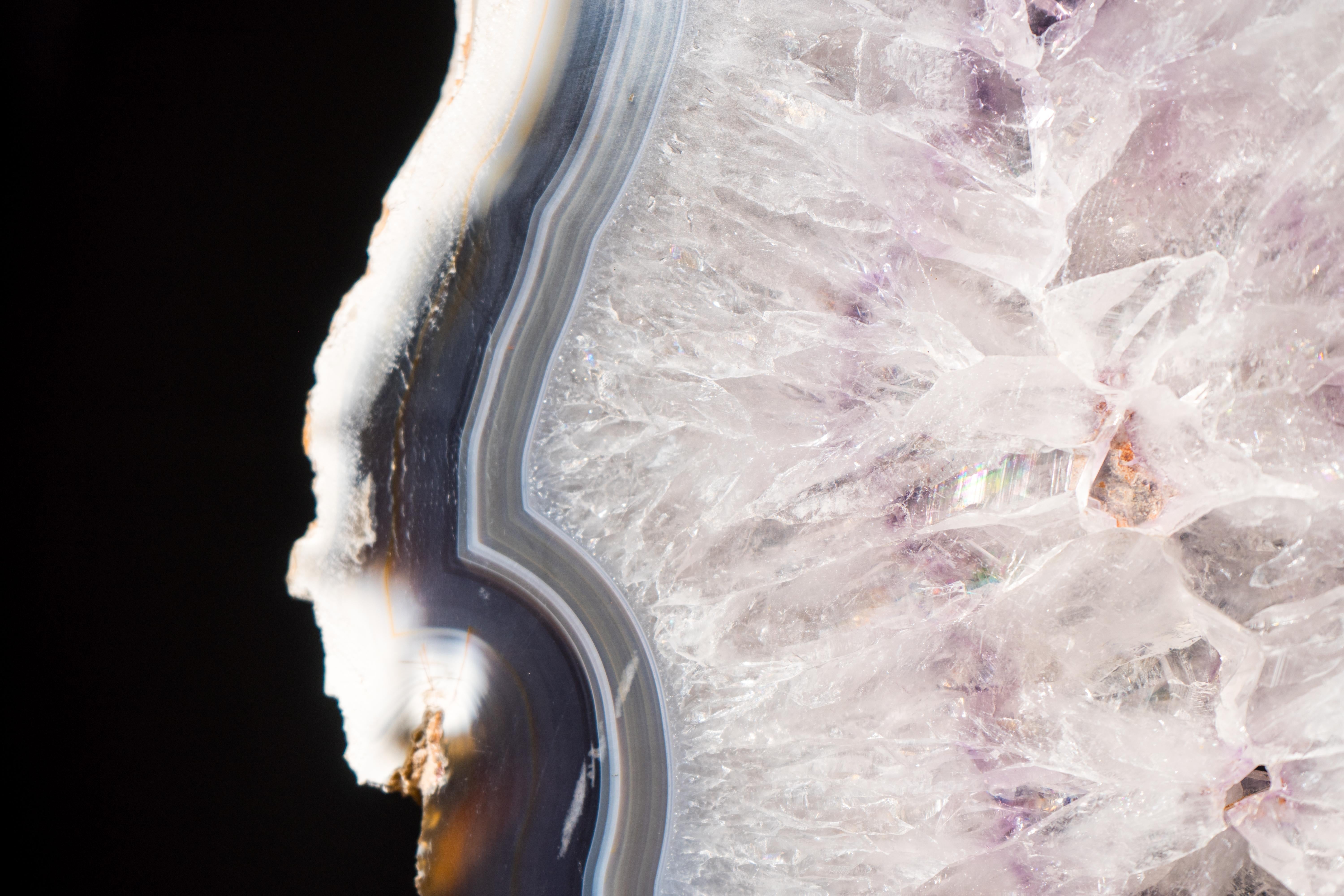 Geode con ali di farfalla in agata bianca e blu in vendita 2
