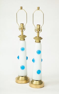 White, Blue Murano Glass Lamps