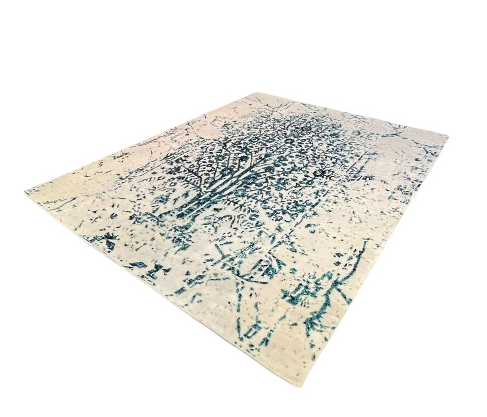 Contemporary White & Blue Tree of Life Rug from the Modern Persian Collection by Gordian Rugs For Sale