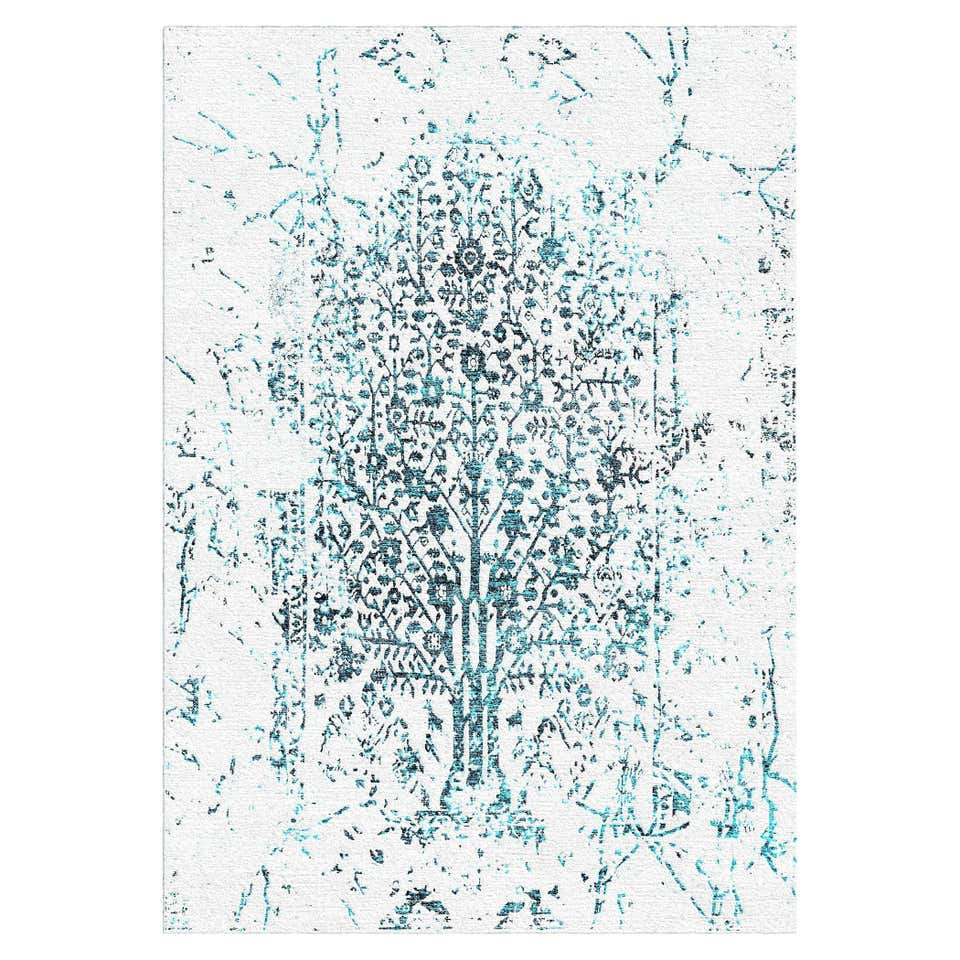 White and Blue Tree of Life Rug from the Modern Persian Collection by ...
