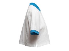 White & Blue Versace Cropped Logo Polo Shirt Size IT 44
