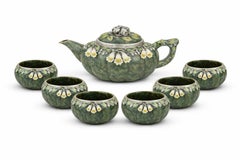 Juego de Té Bluebell Blanco Nefrita Esmalte de Plata Konforti -Hecho a mano por encargo