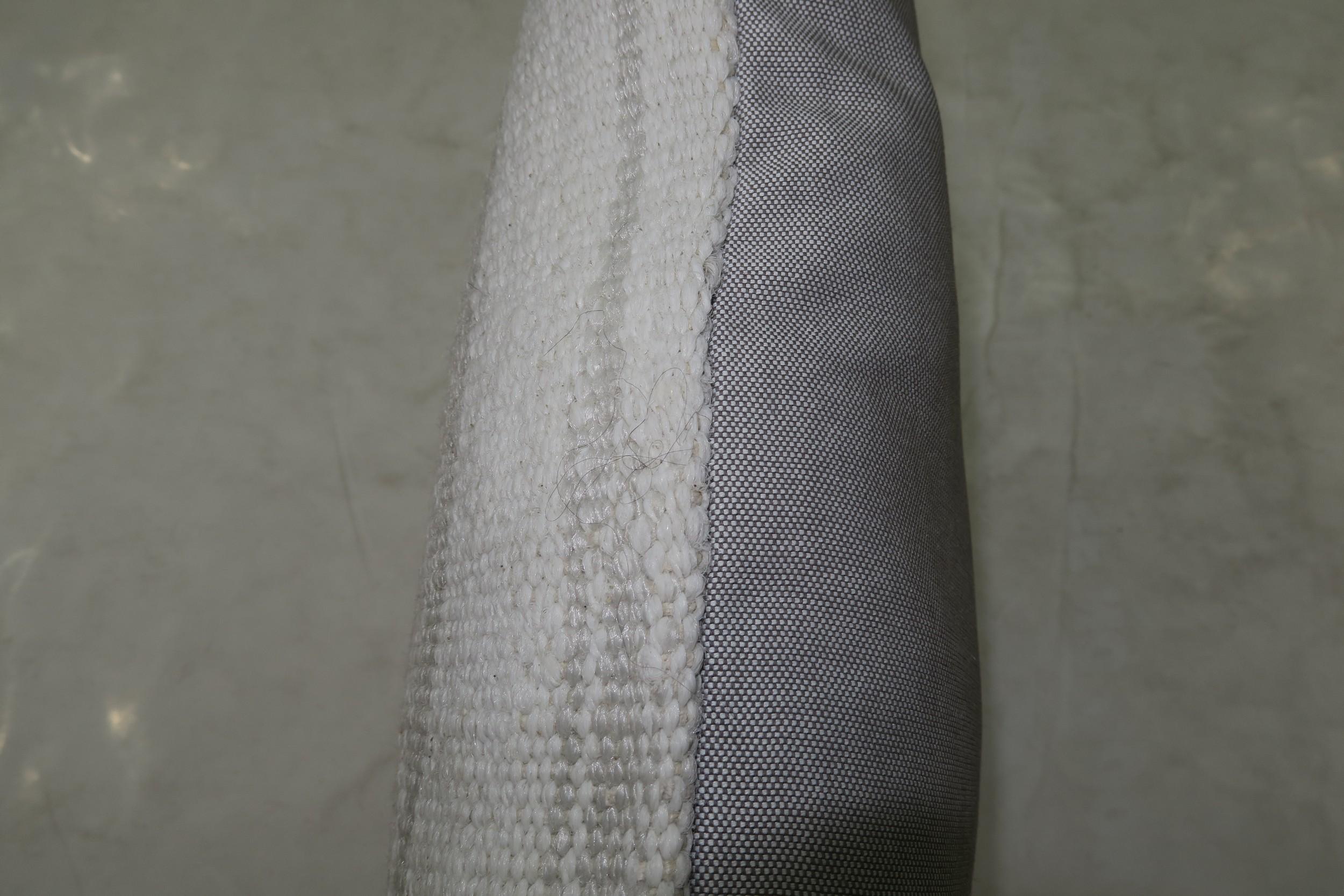 White Blush Gray Striped Vintage Turkish Kilim Lumbar Size Pillow In Good Condition For Sale In New York, NY