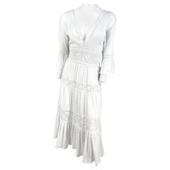 Vintage White Bohemian Peasant Dress
