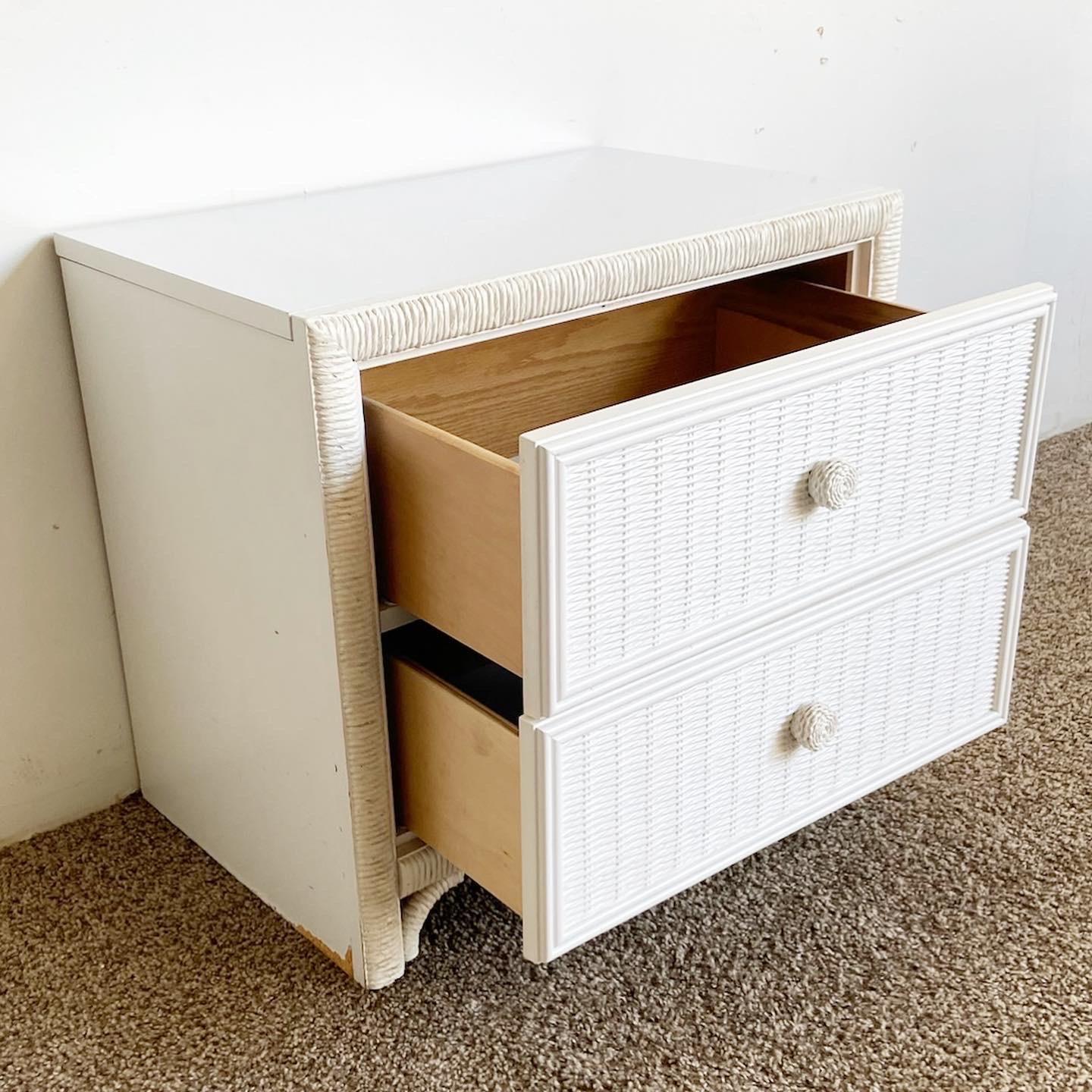 white wicker nightstand