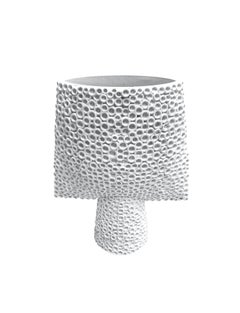 Contemporary Danish Arrow Shaped Vase in Bone White, Textured Design
