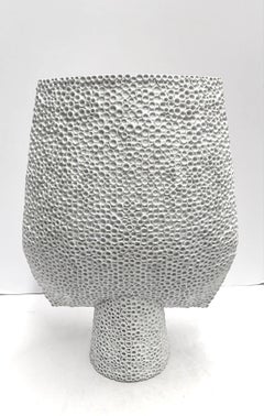 Large Contemporary Danish Arrow Shaped Vase in Bone White