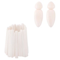 White Bone Earrings and Bracelet Set