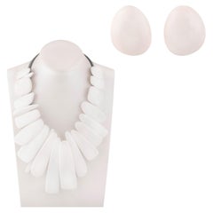 White Bone Earrings and White Bone Necklace Set