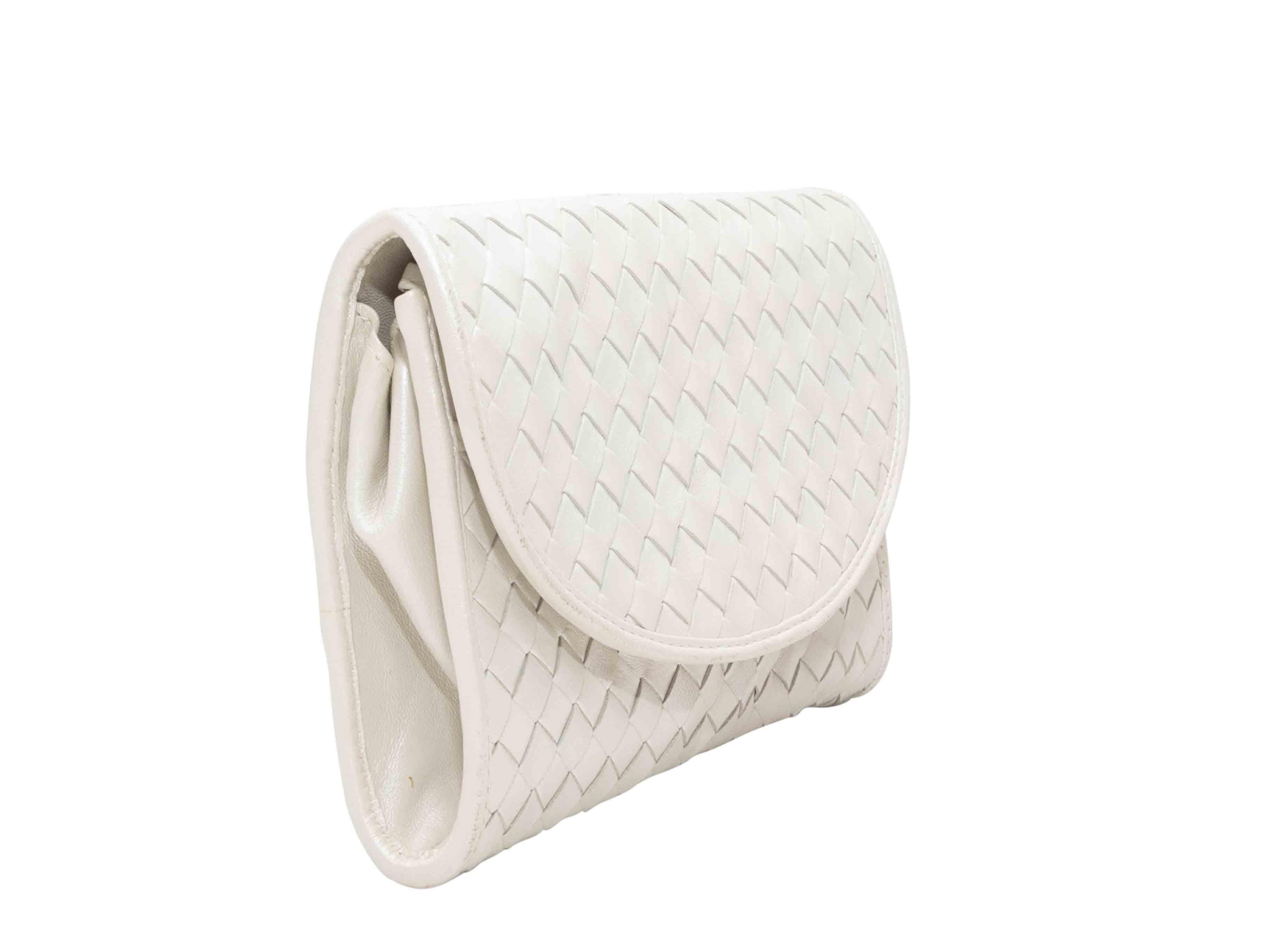 Gris White Bottega Veneta Intrecciato Crossbody Bag en vente